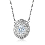 1.25 Carat Classic Oval Filigree Moissanite Pendant Necklace - in 18K White Gold Plating for Women