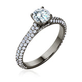 Certified 1 Ct Round  Lab Diamond Micro Pave Set Engagement Ring