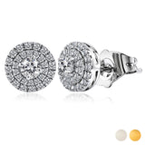 Lab Diamond 0.5 Ct Round Cut Halo Stud Earrings