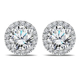 Lab Diamond 1 Carat Round Cut Halo Stud Earrings