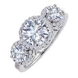 JeenMata 2.25 Carat Round Brilliant Cut Moissanite - Three Stone Engagement Rings in 18K White Gold Plating for Women