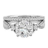 JeenMata 2.5 Carat Round Brilliant Cut Moissanite - Infinity Bridal Ring Set in 18K White Gold Plating for Women