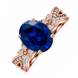 Butterfly 3.5 Ct Oval Cut Blue Sapphire Milgrain Engagement Ring