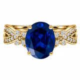 Butterfly 3.5 Ct Oval Cut Blue Sapphire Milgrain Engagement Ring