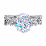 JeenMata 3.5 Carat Oval Cut Moissanite - Butterfly Infinity Engagement Ring in 18K White Gold Plating for Women