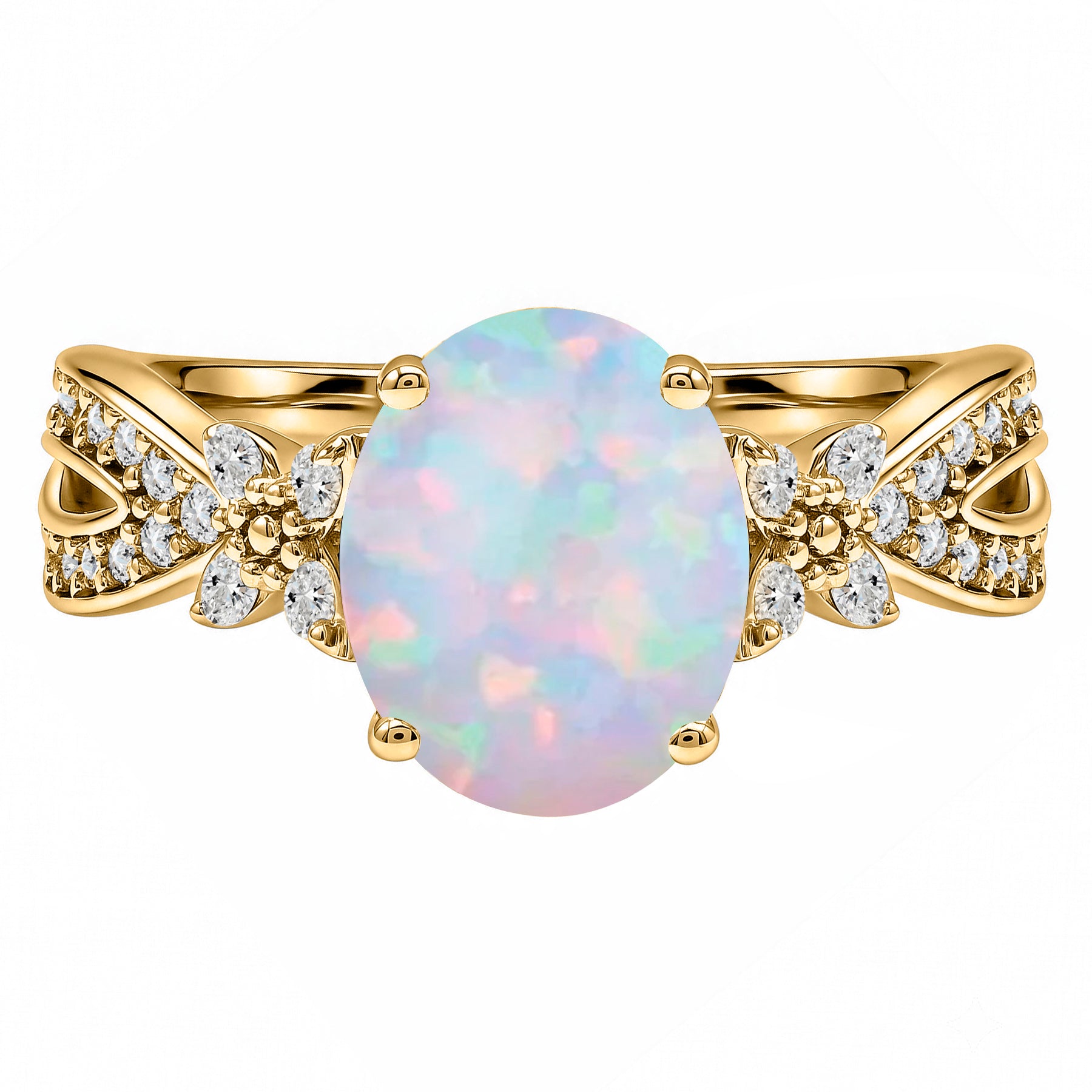 Inifnity 3.5 Ct Oval Cut Lab Created Opal Milgrain Engagement Ring