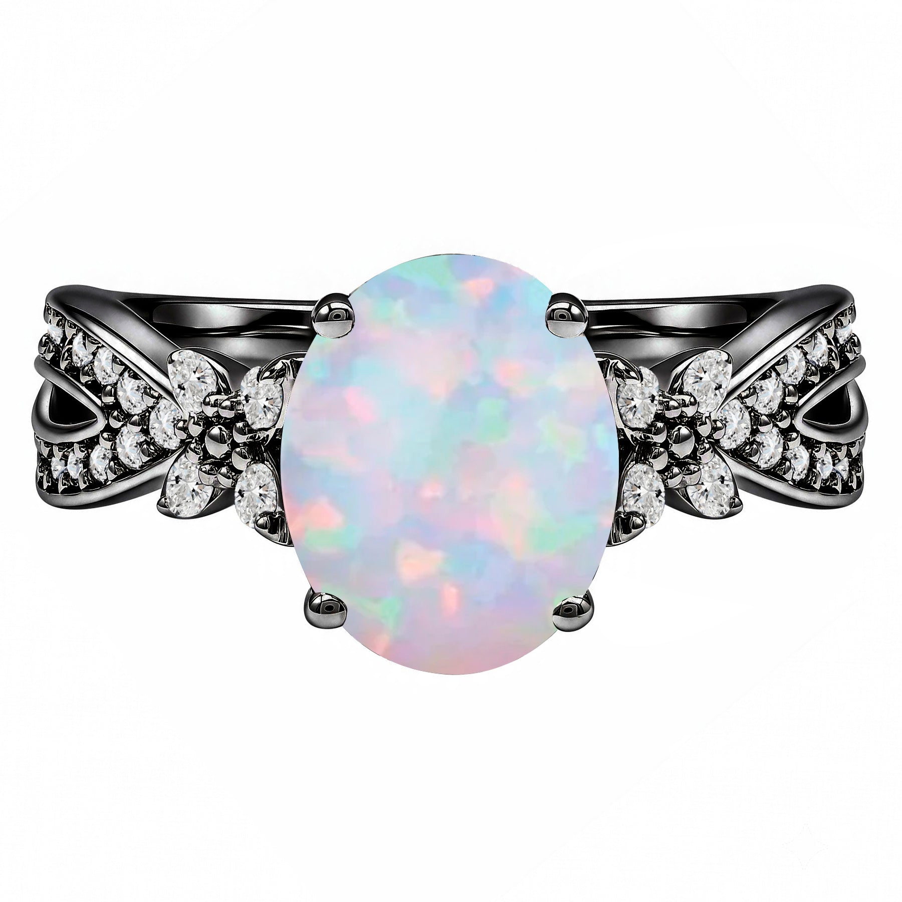 Inifnity 3.5 Ct Oval Cut Lab Created Opal Milgrain Engagement Ring