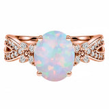 Inifnity 3.5 Ct Oval Cut Lab Created Opal Milgrain Engagement Ring