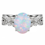 Inifnity 3.5 Ct Oval Cut Lab Created Opal Milgrain Engagement Ring