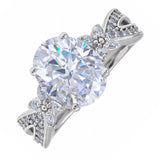 JeenMata 3.5 Carat Oval Cut Moissanite - Butterfly Infinity Engagement Ring in 18K White Gold Plating for Women