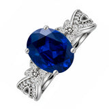 Butterfly 3.5 Ct Oval Cut Blue Sapphire Milgrain Engagement Ring