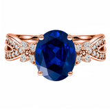 Butterfly 3.5 Ct Oval Cut Blue Sapphire Milgrain Engagement Ring