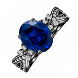Butterfly 3.5 Ct Oval Cut Blue Sapphire Milgrain Engagement Ring