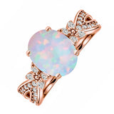 Inifnity 3.5 Ct Oval Cut Lab Created Opal Milgrain Engagement Ring