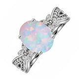 Inifnity 3.5 Ct Oval Cut Lab Created Opal Milgrain Engagement Ring