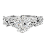 JeenMata 3.25 Carat Oval Cut Moissanite Vintage Style Leaf Vine Engagement Ring in 18K White Gold Plated for Women
