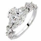 JeenMata 3.25 Carat Oval Cut Moissanite Vintage Style Leaf Vine Engagement Ring in 18K White Gold Plated for Women