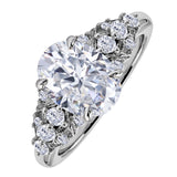 JeenMata 2.5 Carat Oval Cut Moissanite - Multi-Stone Engagement Ring in 18K White Gold Plating for Women