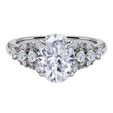 JeenMata 2.5 Carat Oval Cut Moissanite - Multi-Stone Engagement Ring in 18K White Gold Plating for Women