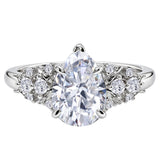 JeenMata 2.5 Carat Pear Cut Moissanite - Multi-Stone Engagement Ring in 18K White Gold Plating for Women