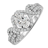 JeenMata 2 Carat Oval Cut Lab Grown Diamond - Engagement Rings in 18K White Gold Plating for Women