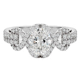 JeenMata 2 Carat Oval Cut Lab Grown Diamond - Engagement Rings in 18K White Gold Plating for Women
