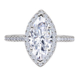 JeenMata 2.25 Carat Marquise Cut Moissanite Halo Engagement Ring for Women, Marquise Solitaire with Round Halo Accents in 18K White Gold Plating For Women