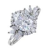 JeenMata 3 Carat Oval Cut Moissanite - Halo Engagement Ring in 18K White Gold Plating for Women