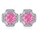 Pink Halo Stud Earrings – Elegant Floral Inspired Sparkling Jewelry