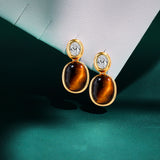 Classic Oval Stone Stud Earrings – Elegant Minimalist Jewelry