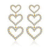 Triple Heart Dangle Earrings – Romantic Statement Jewelry