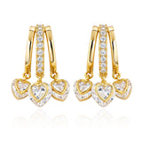 Romantic Heart Charm Dangle Hoop Earrings – Elegant Gold Fashion Jewelry