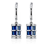 Elegant Blue Cylinder Drop Hoop Earrings – Modern Minimalist Dangle Jewelry