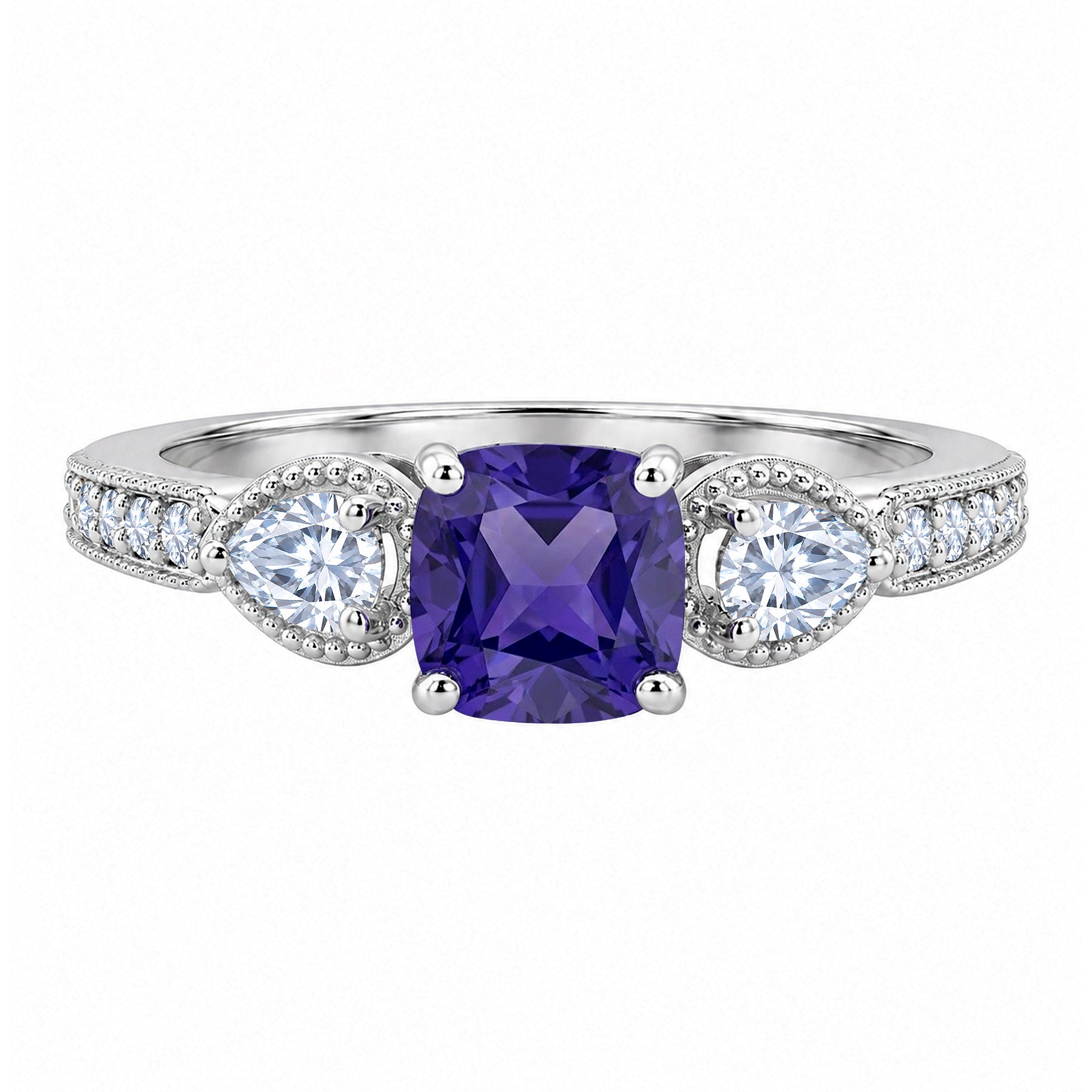 1.35 Ct Cushion Lab Alexandrite Vintage Engagement Ring