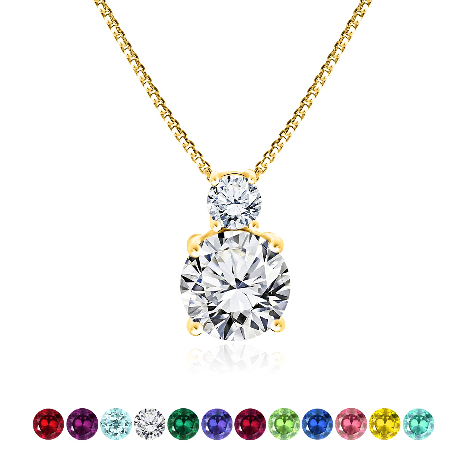 3.75 Carat Birthstone Dangling Round Cut Necklace