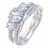 2 Ct Round Lab Diamond Twist Three Stone Bridal Set