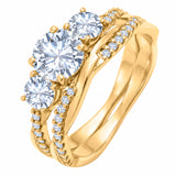 2 Ct Round Lab Diamond Twist Three Stone Bridal Set