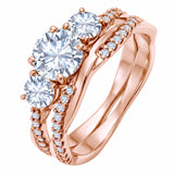 2 Ct Round Lab Diamond Twist Three Stone Bridal Set