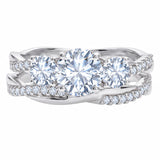 2 Ct Round Lab Diamond Twist Three Stone Bridal Set