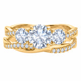 2 Ct Round Lab Diamond Twist Three Stone Bridal Set