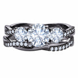 2 Ct Round Lab Diamond Twist Three Stone Bridal Set