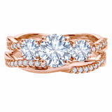 2 Ct Round Lab Diamond Twist Three Stone Bridal Set