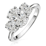 JeenMata 3 Carat Oval Cut Moissanite Rings - Three Stone Engagement Rings in 18K White Gold Plating for Women