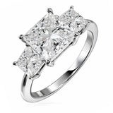 JeenMata 3.75 Carat Princess Cut Moissanite Rings - Three Stone Engagement Rings in 18K White Gold Plating for Women