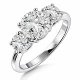 JeenMata 3 Carat Round Cut Moissanite Rings - Three Stone Engagement Rings in 18K White Gold Plating for Women