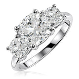 JeenMata 3.5 Carat Cushion Cut Moissanite Rings - Three Stone Engagement Rings in 18K White Gold Plating for Women