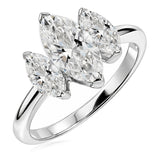 JeenMata 3 Carat Marquise Cut Moissanite Rings - Three Stone Engagement Rings in 18K White Gold Plating for Women