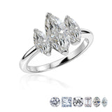 3 Carat Marquise Cut Three-Stone Moissanite Elegant Engagement Ring in 18K White Gold Plating for Women