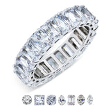 10.5 Carat Emerald Cut Cubic Zirconia Eternity Anniversary Ring - Classic Prong Style Wedding Ring in White Gold Plating for Women