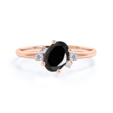 Unique 1.85 Carat Oval Cut Black Diamond and Asymmetrical Engagement Ring in White Gold